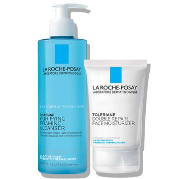Toleriane Purifying Foaming Cleanser & Toleriane Double Repair Face Moisturizer. Dermatologist-recommended La Roche-Posay products. 	