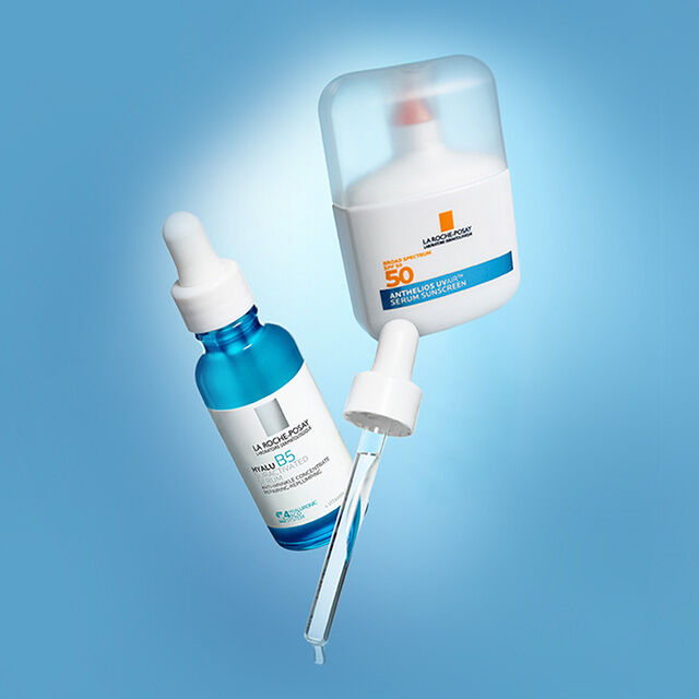 Hyalu B5 Serum Bottle and Anthelios UVAir Bottle