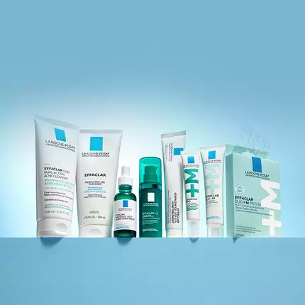 La Roche-Posay products on blue background