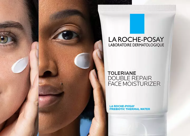 Toleriane Double Repair Moisturizer texture on model