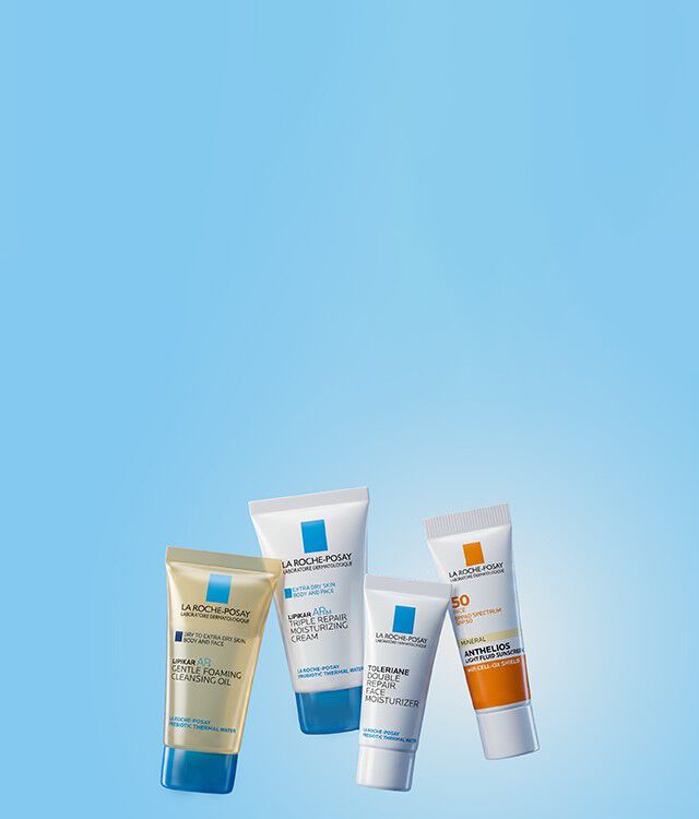 4 Deluxe Samples on a light blue background