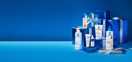wrapped la-roche posay skincare products holiday banner