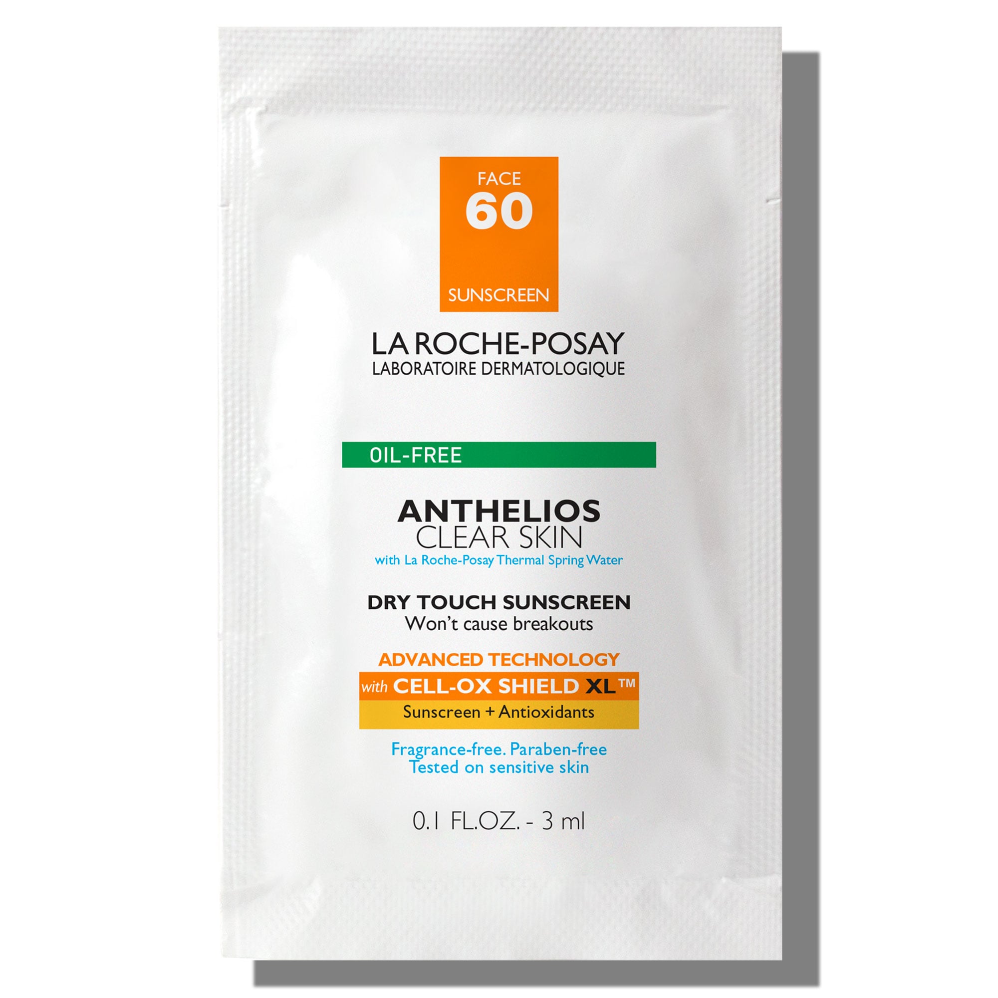 La Roche Posay Anthelios Clear Skin Dry Touch Sunscreen SPF 60 - 3ml 21$