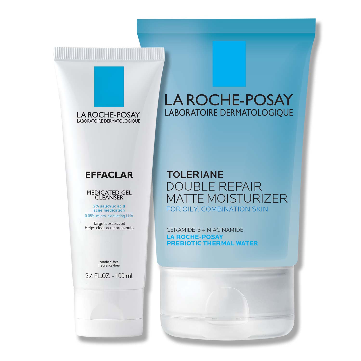La Roche-posay Effaclar Medicated Acne Cleanser & Toleriane Double Repair Matte Moisutrizer Travel Set